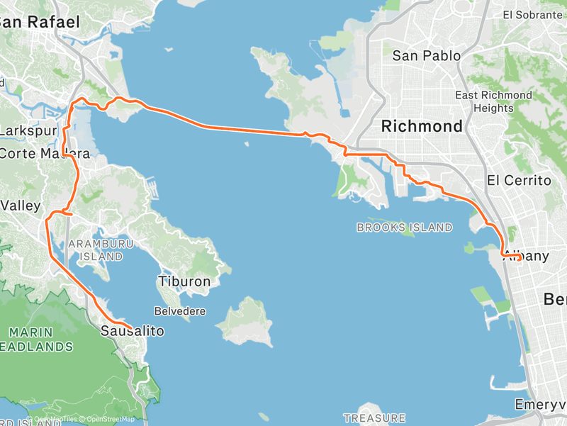 Route map: Sausalito to Berkeley