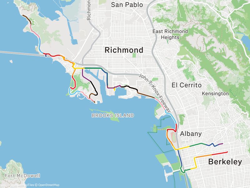 Route map: Richmond Shoreline to Point San Pablo